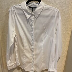 White House Black Market - White Blouse w/ Pearl Buttons